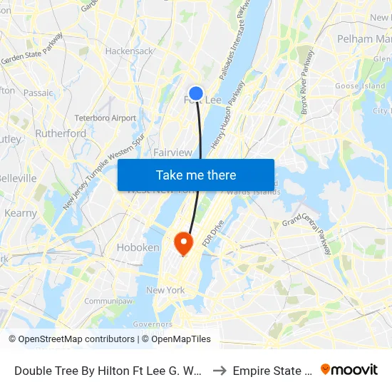 Double Tree By Hilton Ft Lee G. Washington Bridge to Empire State Building map
