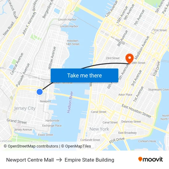 Newport Centre Mall to Empire State Building map