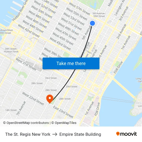 The St. Regis New York to Empire State Building map