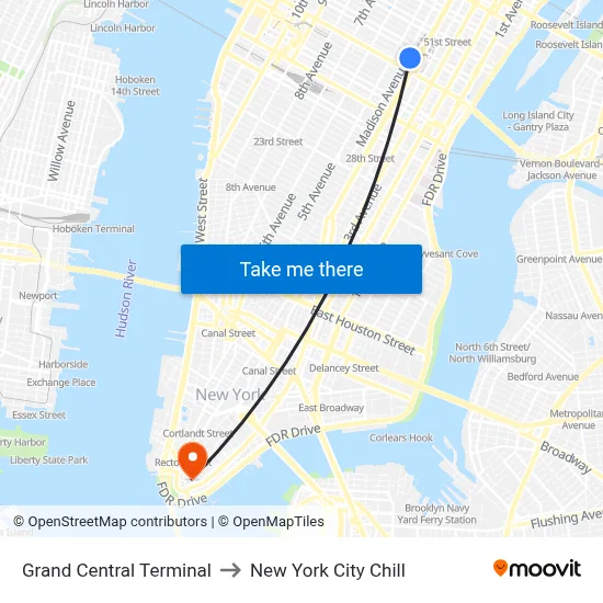 Grand Central Terminal to New York City Chill map