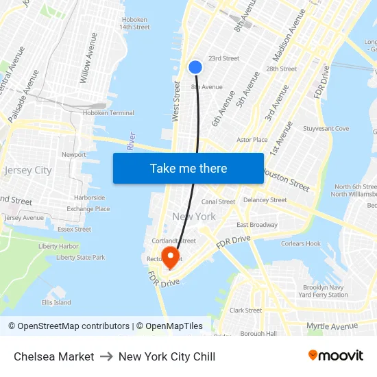 Chelsea Market to New York City Chill map