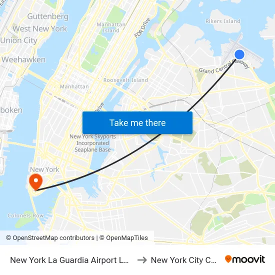 New York La Guardia Airport LGA to New York City Chill map