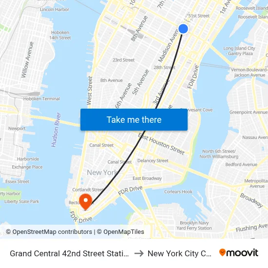 Grand Central 42nd Street Station to New York City Chill map