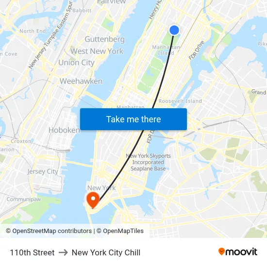 110th Street to New York City Chill map