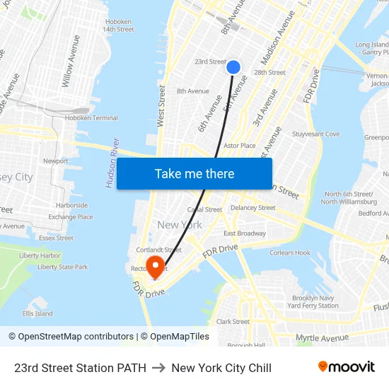 23rd Street Station PATH to New York City Chill map