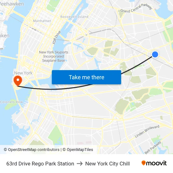 63rd Drive Rego Park Station to New York City Chill map