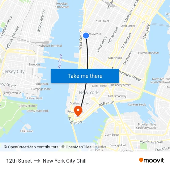 12th Street to New York City Chill map