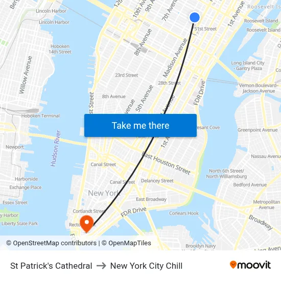 St Patrick's Cathedral to New York City Chill map