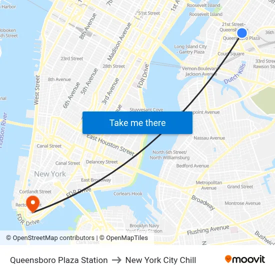 Queensboro Plaza Station to New York City Chill map