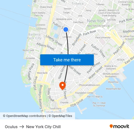 Oculus to New York City Chill map