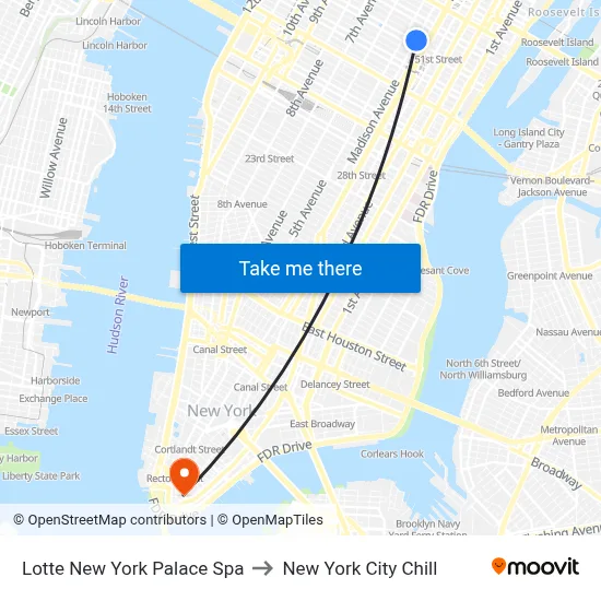Lotte New York Palace Spa to New York City Chill map
