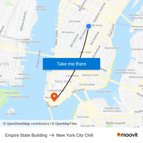 Empire State Building to New York City Chill map