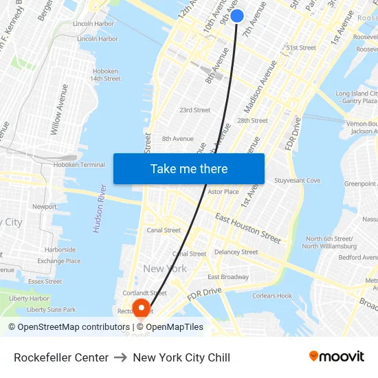 Rockefeller Center to New York City Chill map