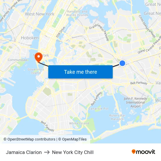 Jamaica Clarion to New York City Chill map