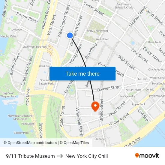 9/11 Tribute Museum to New York City Chill map