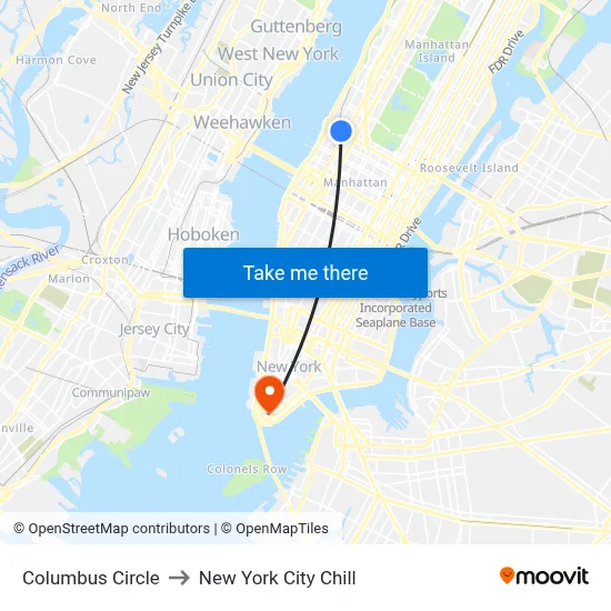 Columbus Circle to New York City Chill map
