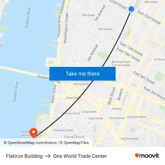 Flatiron Building to One World Trade Center map