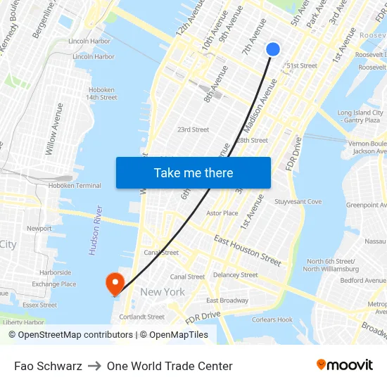 Fao Schwarz to One World Trade Center map