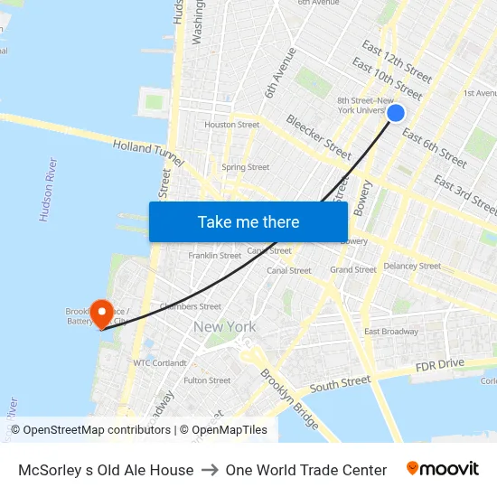 McSorley s Old Ale House to One World Trade Center map
