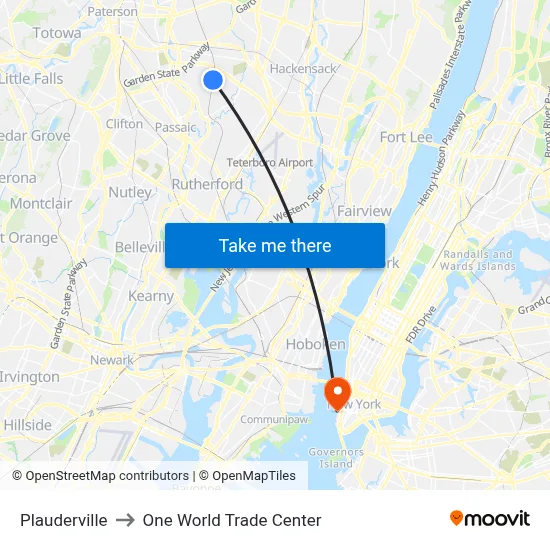 Plauderville to One World Trade Center map