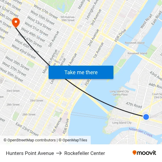 Hunters Point Avenue to Rockefeller Center map