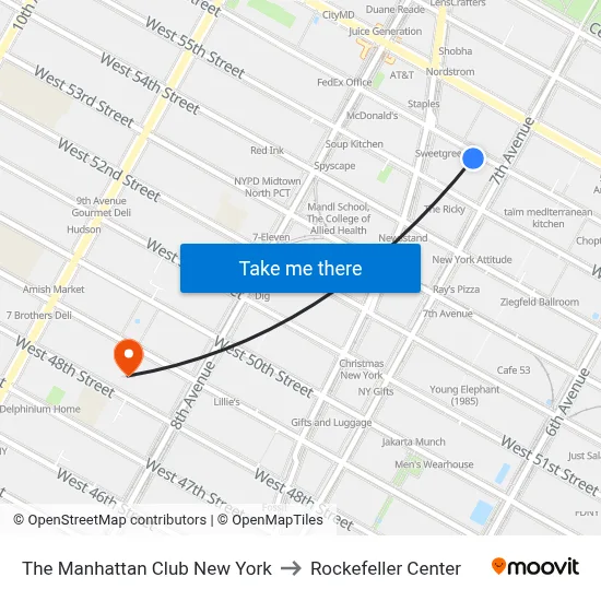 The Manhattan Club New York to Rockefeller Center map