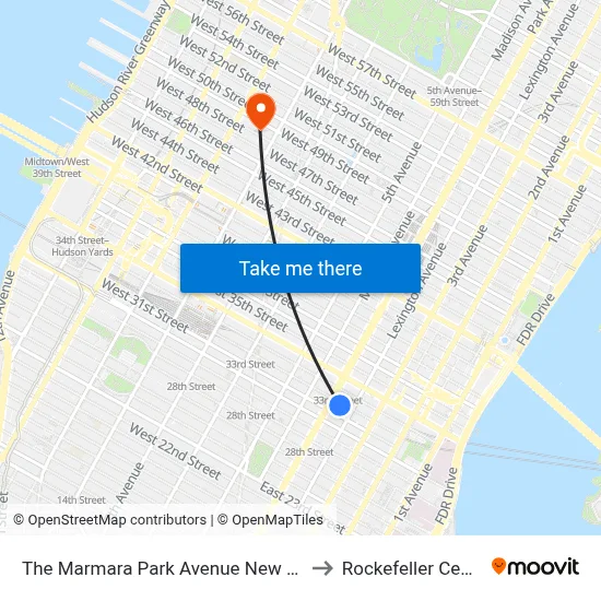 The Marmara Park Avenue New York to Rockefeller Center map