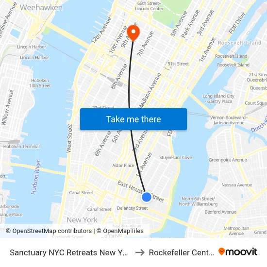 Sanctuary NYC Retreats New York to Rockefeller Center map
