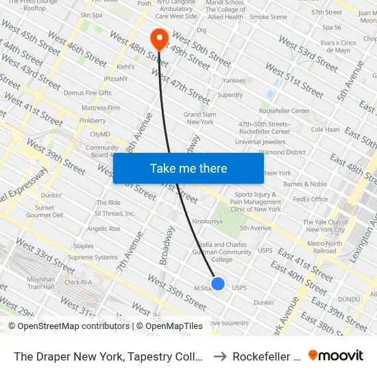 The Draper New York, Tapestry Collection by Hilton to Rockefeller Center map