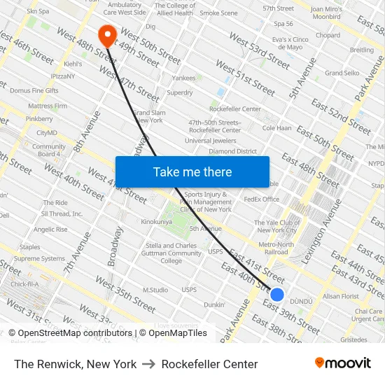 The Renwick, New York to Rockefeller Center map