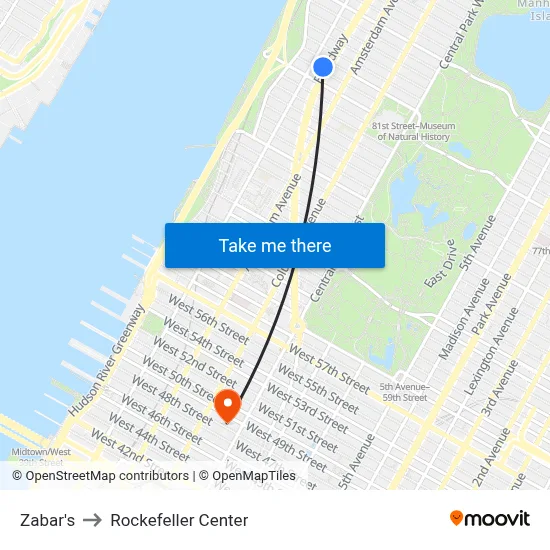 Zabar's to Rockefeller Center map