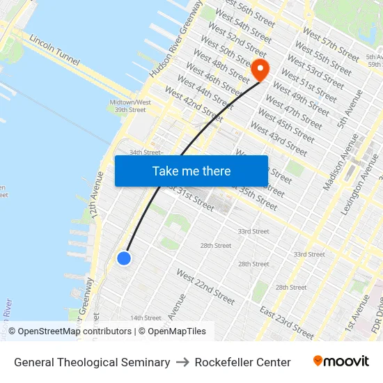 General Theological Seminary to Rockefeller Center map