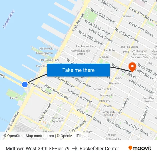 Midtown West 39th St-Pier 79 to Rockefeller Center map