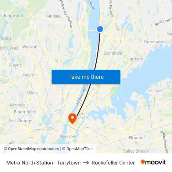 Metro North Station - Tarrytown to Rockefeller Center map