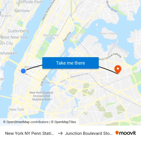 New York NY Penn Station to Junction Boulevard Store map