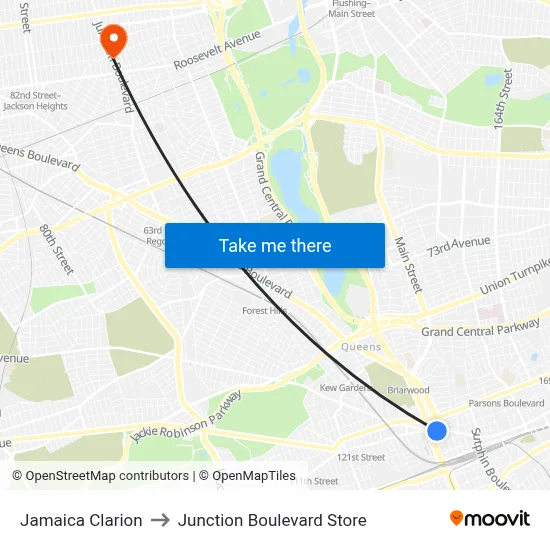 Jamaica Clarion to Junction Boulevard Store map
