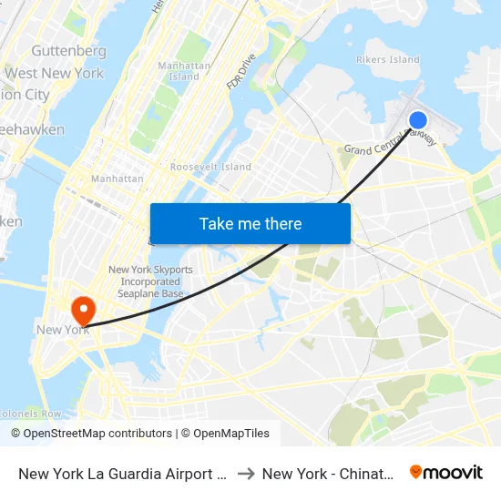 New York La Guardia Airport LGA to New York - Chinatown map
