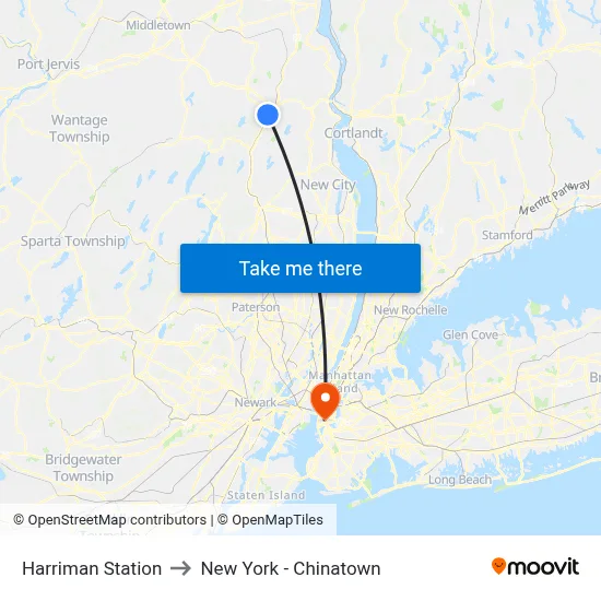 Harriman Station to New York - Chinatown map