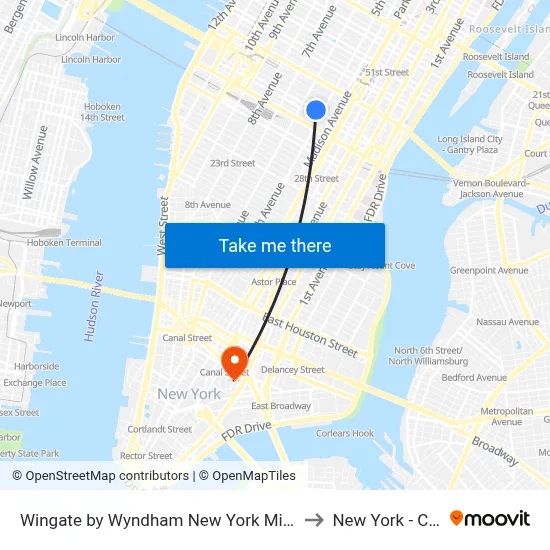 Wingate by Wyndham New York Midtown South 5th Ave to New York - Chinatown map