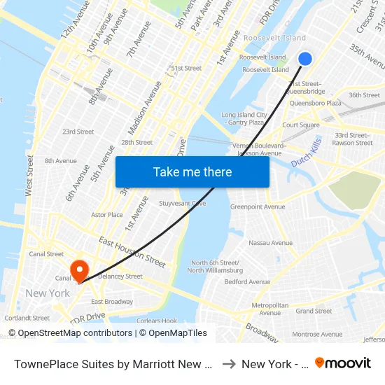 TownePlace Suites by Marriott New York Long Island City, Queens to New York - Chinatown map
