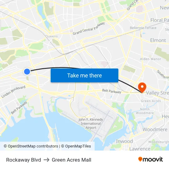 Rockaway Blvd, Ozone Park, NY 11416 to Green Acres Mall map