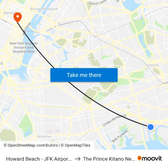 Howard Beach - JFK Airport Station to The Prince Kitano New York map