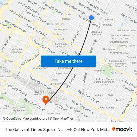 The Gallivant Times Square New York to Ccf New York Midtown map