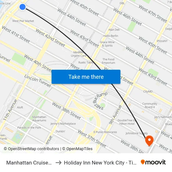 Manhattan Cruise Parking to Holiday Inn New York City - Times Square map