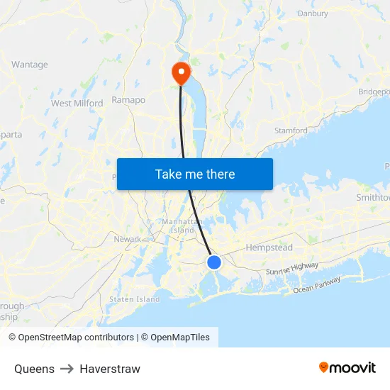 Queens to Haverstraw map