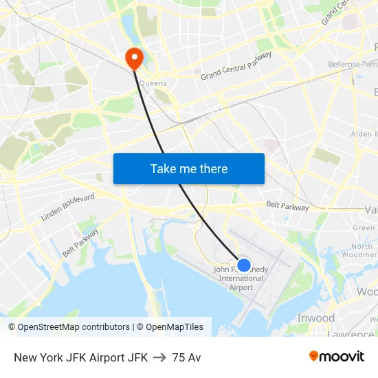 New York JFK Airport JFK to 75 Av map