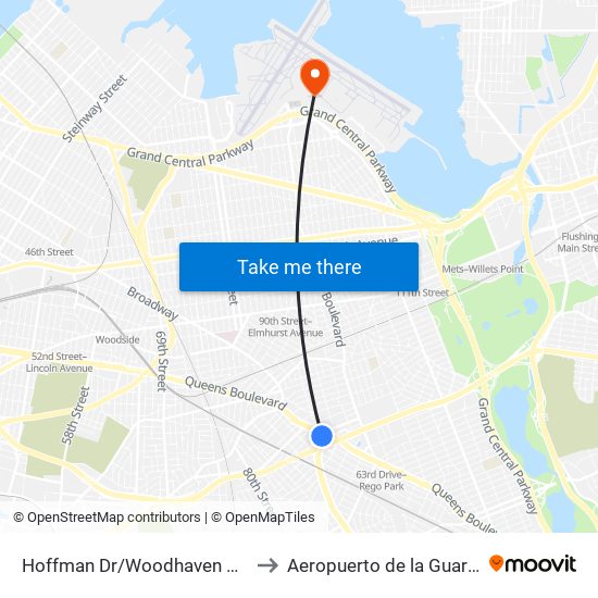 Hoffman Dr/Woodhaven Blvd to Aeropuerto de la Guardia map