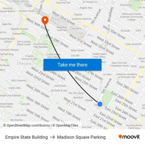 Empire State Building to Madison Square Parking map