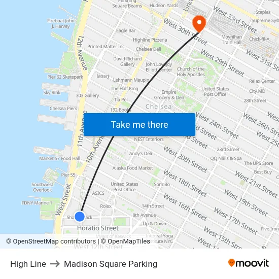 High Line to Madison Square Parking map