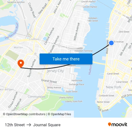 12th Street to Journal Square map